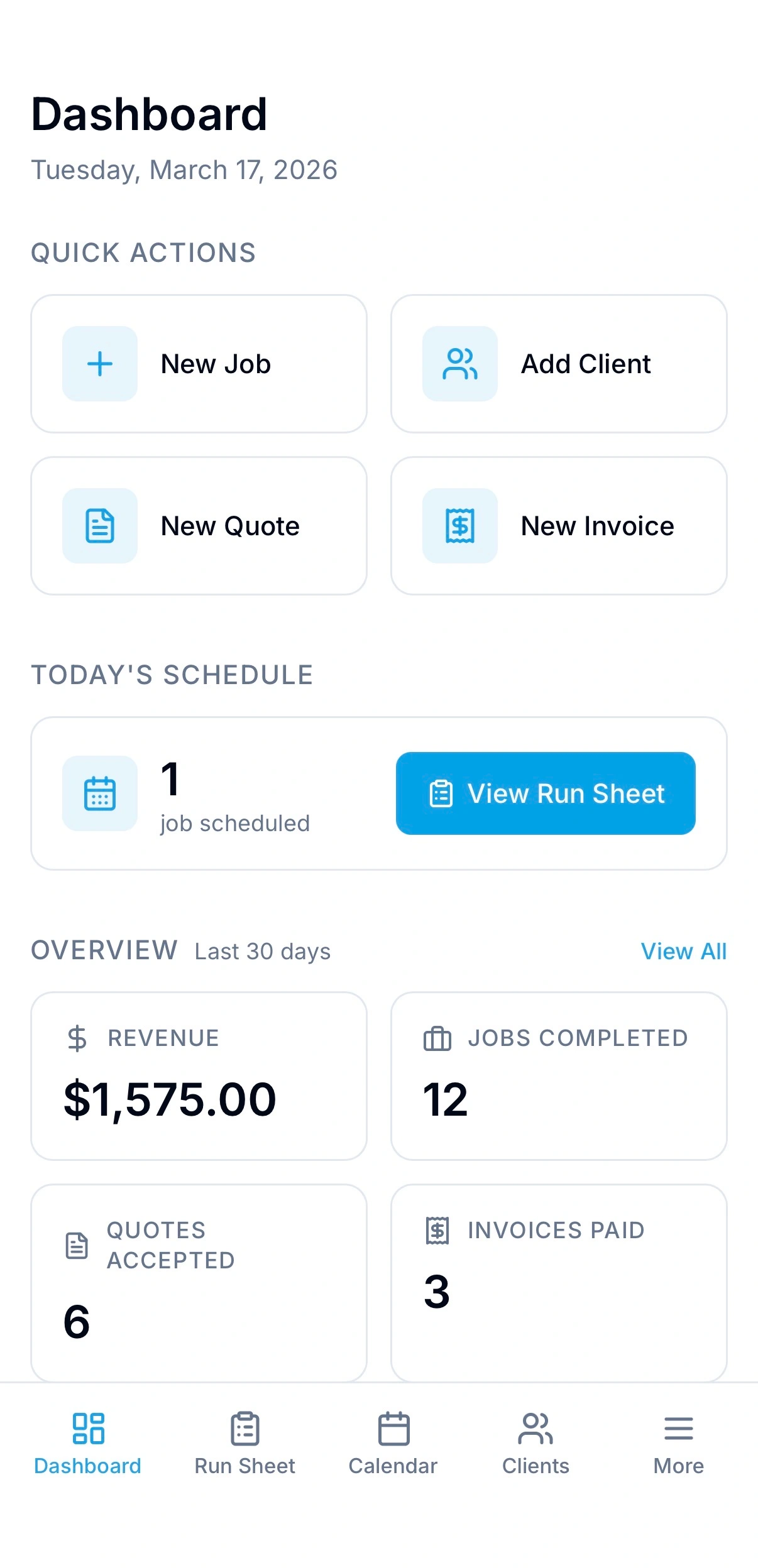 ProTrim Job Manager mobile view
